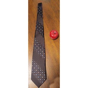 San Marino Brown Brownie Diagonal Blue White Polka Dot Pattern Men's Tie